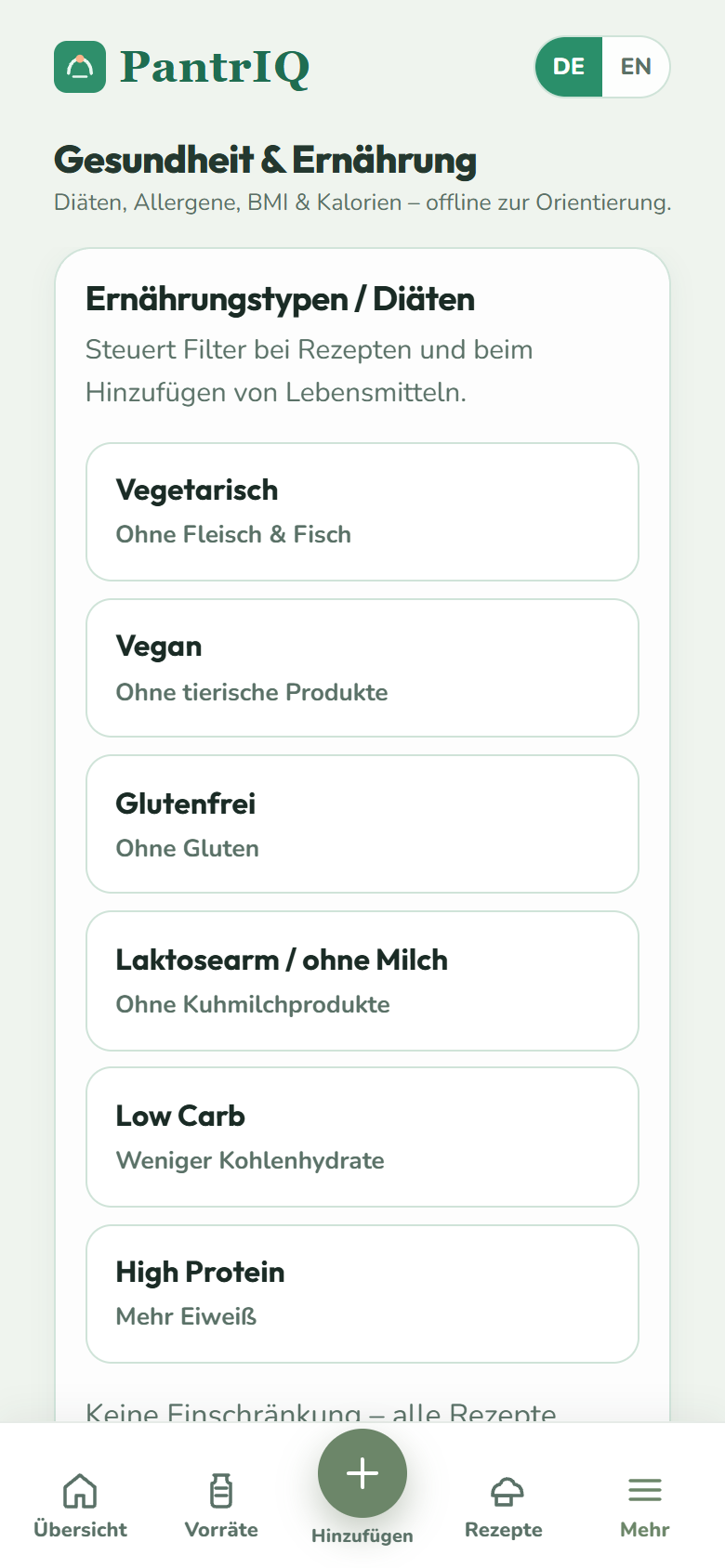 Screenshot: Gesundheit